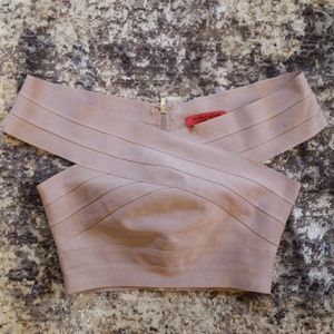 Thick bandage off shoulder crop top